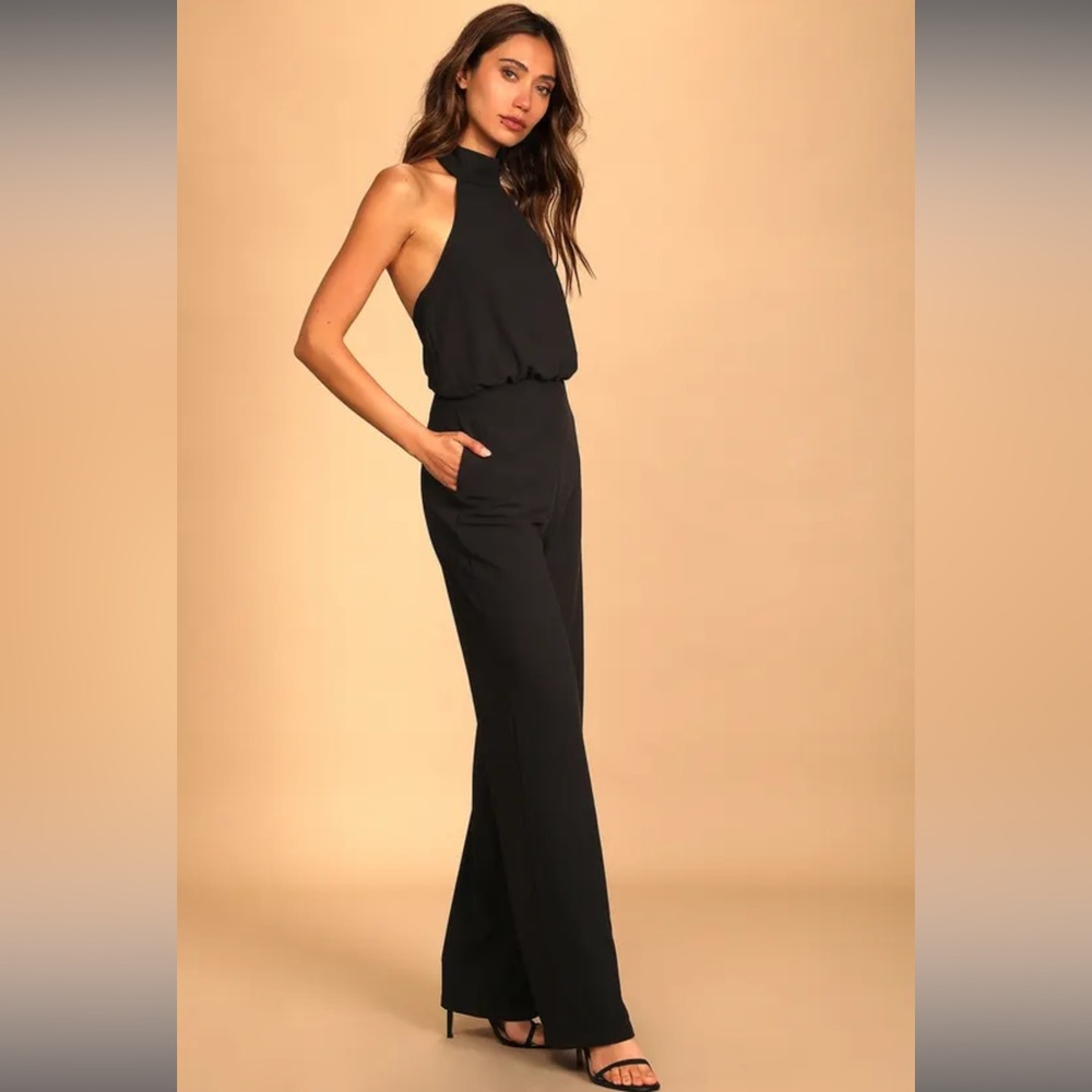 Black Halter Jumpsuit with Pockets - NWT
